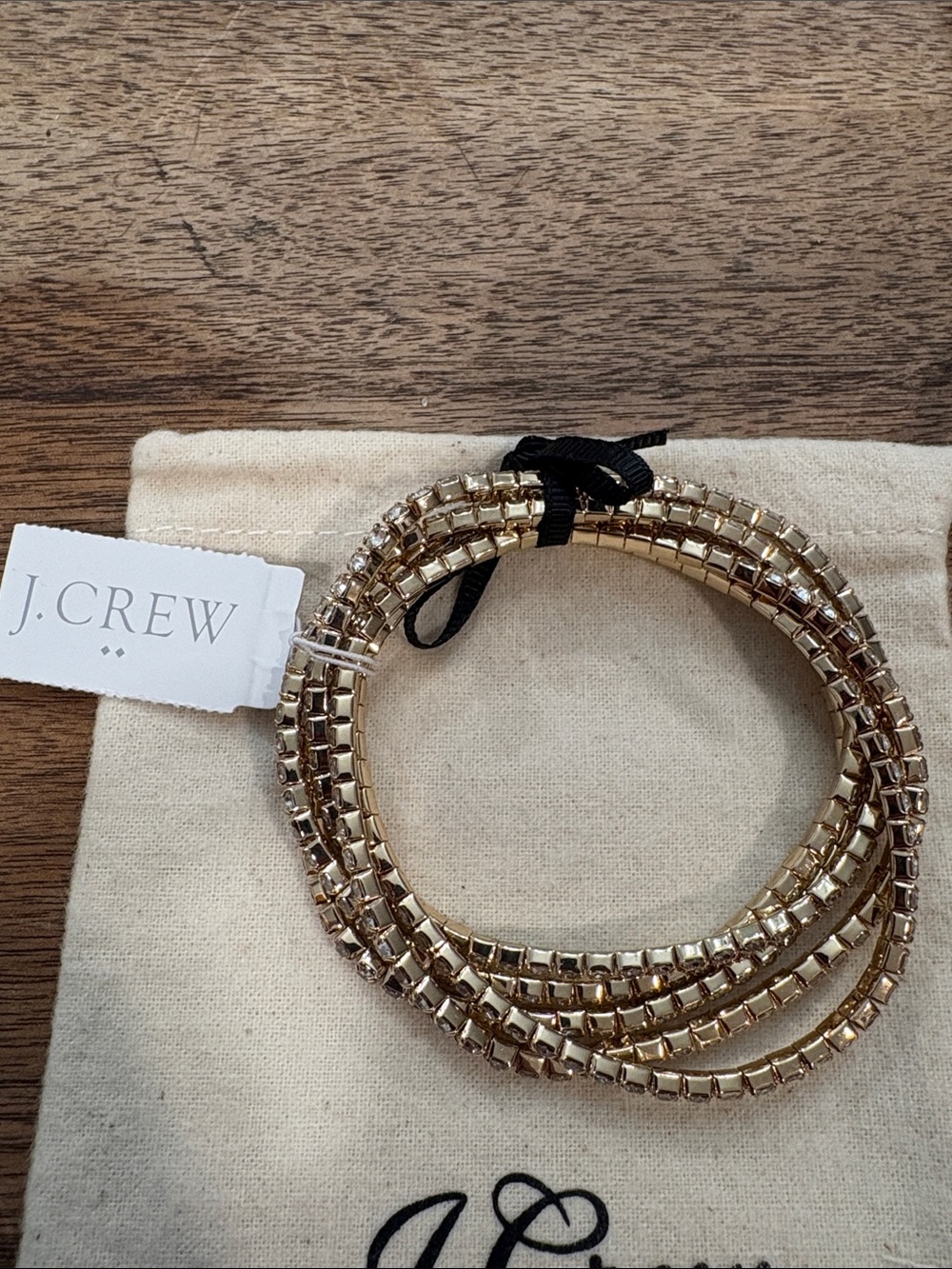 J. Crew Gold Rhinestone Bracelet Set - Picture 3 of 4